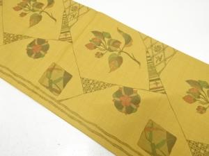 切りばめ風　草花模様織り出し　袋帯